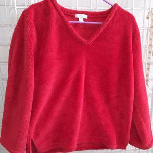 Women's fleece lounge top red